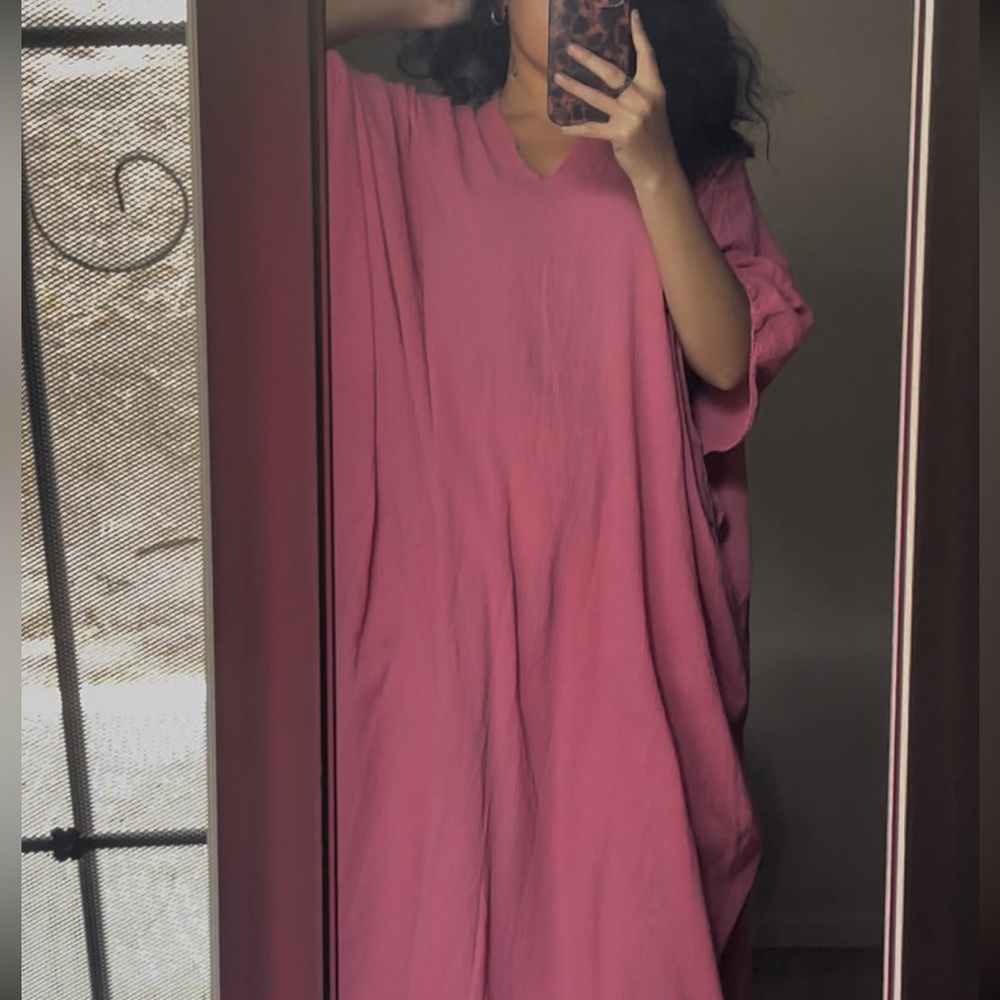 pink handmade luxurious linen kaftan 💝